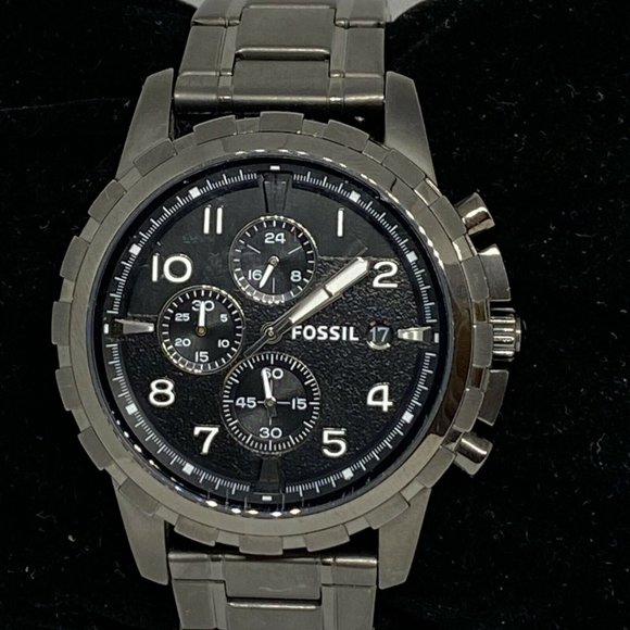 Fossil Dean Chronograph Black Dial Black Steel Strap Watch  Fossil Dean FS4721 Men\'s Stainless Steel Analog Bl